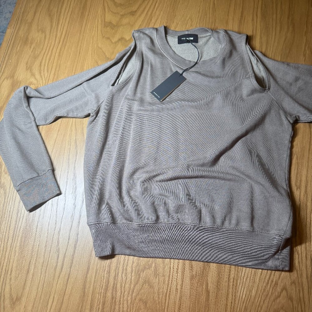NWT Monrow Taupe Cutout Shoulder Sweatshirt Rayon Blend – Women’s XS